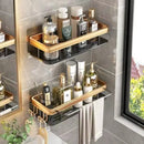 DecorBites™ Aluminum Corner Bathroom Shelf with Towel Holder