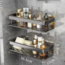 Modern black two-tier corner shower storage rack – bathroom shelf