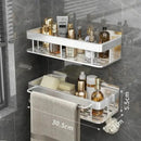 Modern black two-tier corner shower storage rack – bathroom shelf