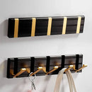 Modern black & gold aluminum folding robe hook kitchen wall rack