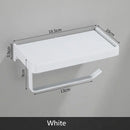Black aluminum gray bathroom paper roll holder with phone shelf