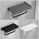 Black aluminum gray bathroom paper roll holder with phone shelf