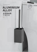 DecorBites™ Aluminum Gray/White Toilet Brush Holder Set