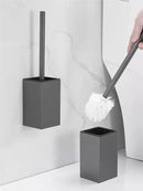 DecorBites™ Aluminum Gray/White Toilet Brush Holder Set