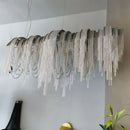 Modern silver aluminum led chandelier for living room crystal beads