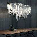 Modern silver aluminum led chandelier for living room crystal beads