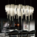 Modern silver aluminum led chandelier for living room crystal beads