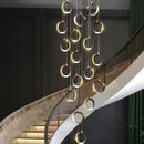 Modern minimalist aluminum led chandelier staircase ring light