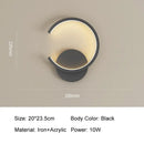 Modern black circular led wall lamp for bedroom living room