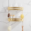 DecorBites™ Aluminum Shower Shelf Brushed Gold Wall Mounted Bathroom Corner Shelf