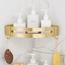 DecorBites™ Aluminum Shower Shelf Brushed Gold Wall Mounted Bathroom Corner Shelf
