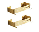 DecorBites™ Aluminum Shower Shelf Brushed Gold Wall Mounted Bathroom Corner Shelf