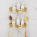DecorBites™ Aluminum Shower Shelf Brushed Gold Wall Mounted Bathroom Corner Shelf