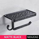 DecorBites™ Aluminum Toilet Paper Holder with Phone Rack and Hook