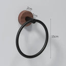 Black matte and walnut towel ring for bathroom and kitchen wall mount