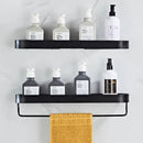 DecorBites™ Alumium Bathroom Shelf with Towel Bar and Corner Storage Shelf