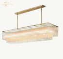 DecorBites™ Amadeo Crystal LED Chandelier: Modern Rectangular Pendant Light for Kitchen Island, Dining Room