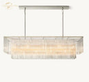 DecorBites™ Amadeo Crystal LED Chandelier: Modern Rectangular Pendant Light for Kitchen Island, Dining Room