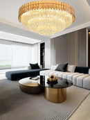 DecorBites™ Amber Crystal Round Chandelier: Nordic Large Multiple Tier Ceiling Light for Living Room