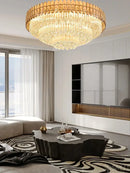 DecorBites™ Amber Crystal Round Chandelier: Nordic Large Multiple Tier Ceiling Light for Living Room