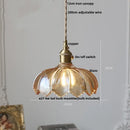 DecorBites™ Amber Flower Glass LED Pendant Light - Modern Nordic Copper Switch Hang Lamp