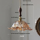 DecorBites™ Amber Flower Glass LED Pendant Light - Modern Nordic Copper Switch Hang Lamp