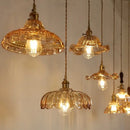 DecorBites™ Amber Flower Glass LED Pendant Light - Modern Nordic Copper Switch Hang Lamp