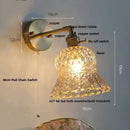 Amber flower glass wall light brass pull chain kitchen sconce