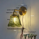 Amber flower glass wall light brass pull chain kitchen sconce