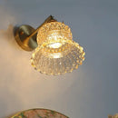 Amber flower glass wall light brass pull chain kitchen sconce