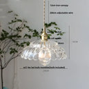 Vintage amber flower glass pendant light kitchen brass hanging lamp