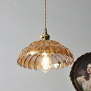 Vintage amber flower glass pendant light kitchen brass hanging lamp
