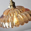 Vintage amber flower glass pendant light kitchen brass hanging lamp
