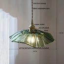 Vintage amber flower glass pendant light kitchen brass hanging lamp