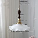Vintage amber flower glass pendant light kitchen brass hanging lamp