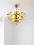 DecorBites™ Amber Glass Ceiling Chandelier for Elegant Living Room Decor.