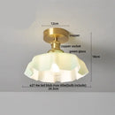 DecorBites™ Amber Glass Ceiling Lamp Wood Nordic Modern Bedroom Bathroom Light