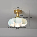 DecorBites™ Amber Glass Ceiling Lamp Wood Nordic Modern Bedroom Bathroom Light