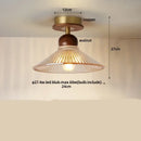 DecorBites™ Amber Glass Ceiling Lamp Wood Nordic Modern Bedroom Bathroom Light