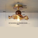 DecorBites™ Amber Glass Ceiling Lamp Wood Nordic Modern Bedroom Bathroom Light