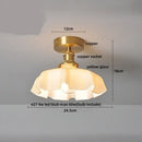 DecorBites™ Amber Glass Ceiling Lamp Wood Nordic Modern Bedroom Bathroom Light