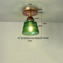 DecorBites™ Amber Glass Ceiling Lamp Wood Nordic Modern Bedroom Bathroom Light