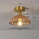 DecorBites™ Amber Glass Ceiling Lamp Wood Nordic Modern Bedroom Bathroom Light