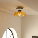 DecorBites™ Amber Glass Ceiling Lamp Wood Nordic Modern Bedroom Bathroom Light