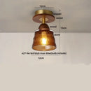 DecorBites™ Amber Glass Ceiling Lamp Wood Nordic Modern Bedroom Bathroom Light
