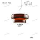Glossy red layered glass ceiling pendant light for dining room