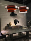 Glossy red layered glass ceiling pendant light for dining room