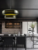 Glossy red layered glass ceiling pendant light for dining room