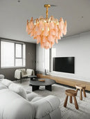 DecorBites™ Amber Glass Chandelier: Dimmable Luxury Light Fixture for Living Room Hall