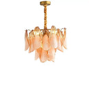 DecorBites™ Amber Glass Chandelier: Dimmable Luxury Light Fixture for Living Room Hall